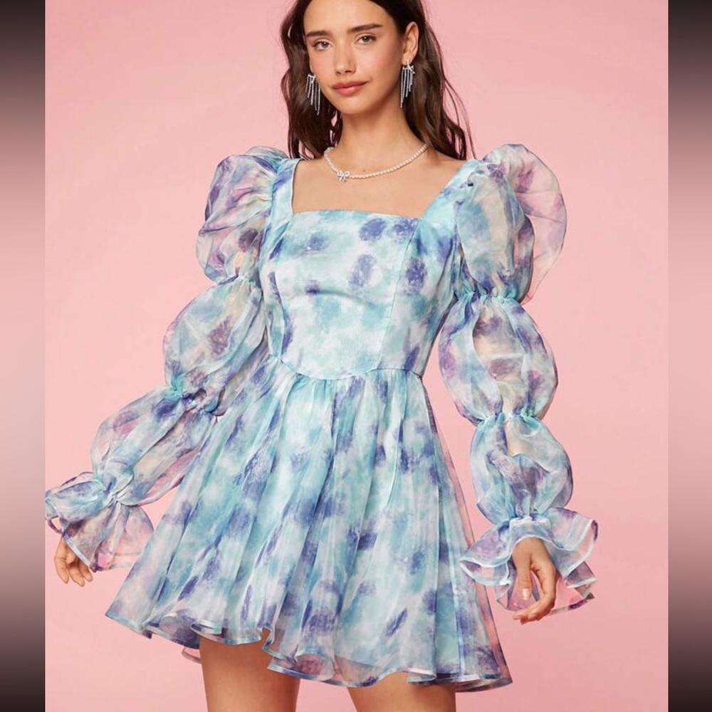 Elegant Blue and Purple Women's Dress
